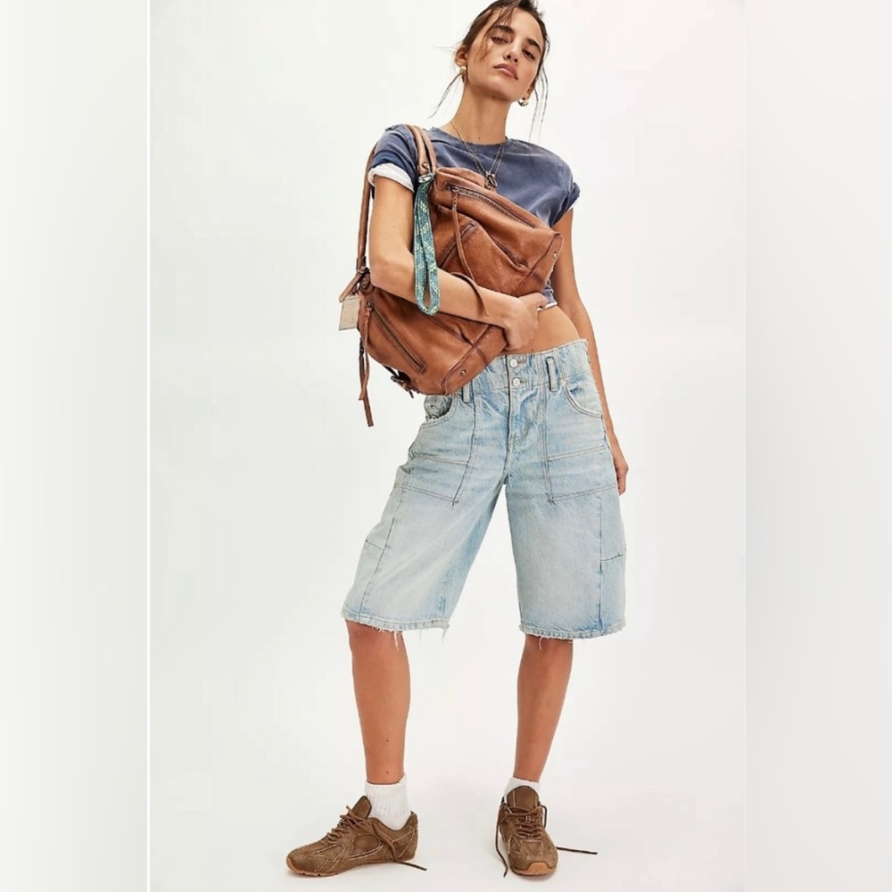 Free People We the Free Extreme Measures Barrel Shorts Lt Blue NWT - Picture 7 of 12